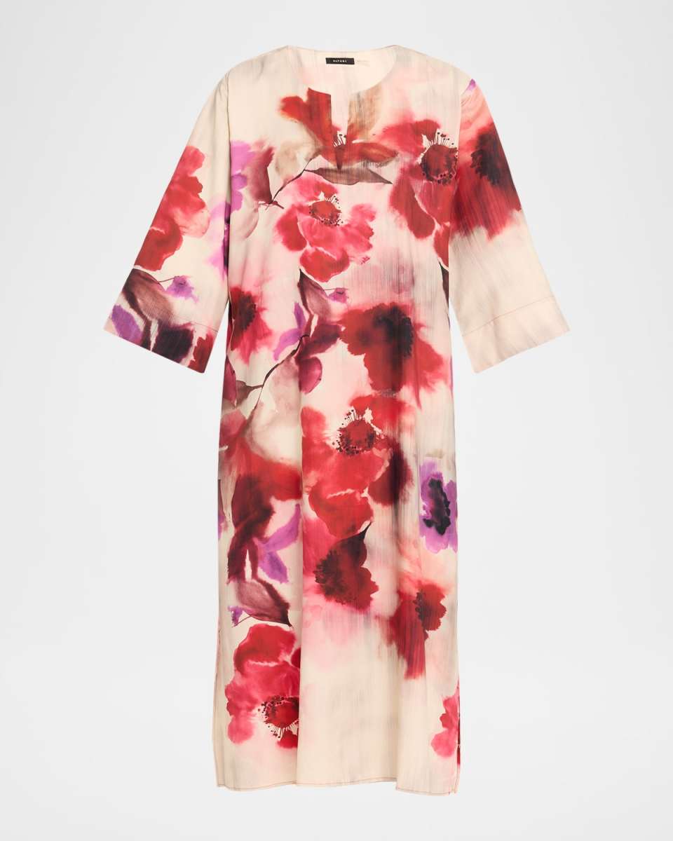 Mizuki Floral-Print Charmeuse Caftan